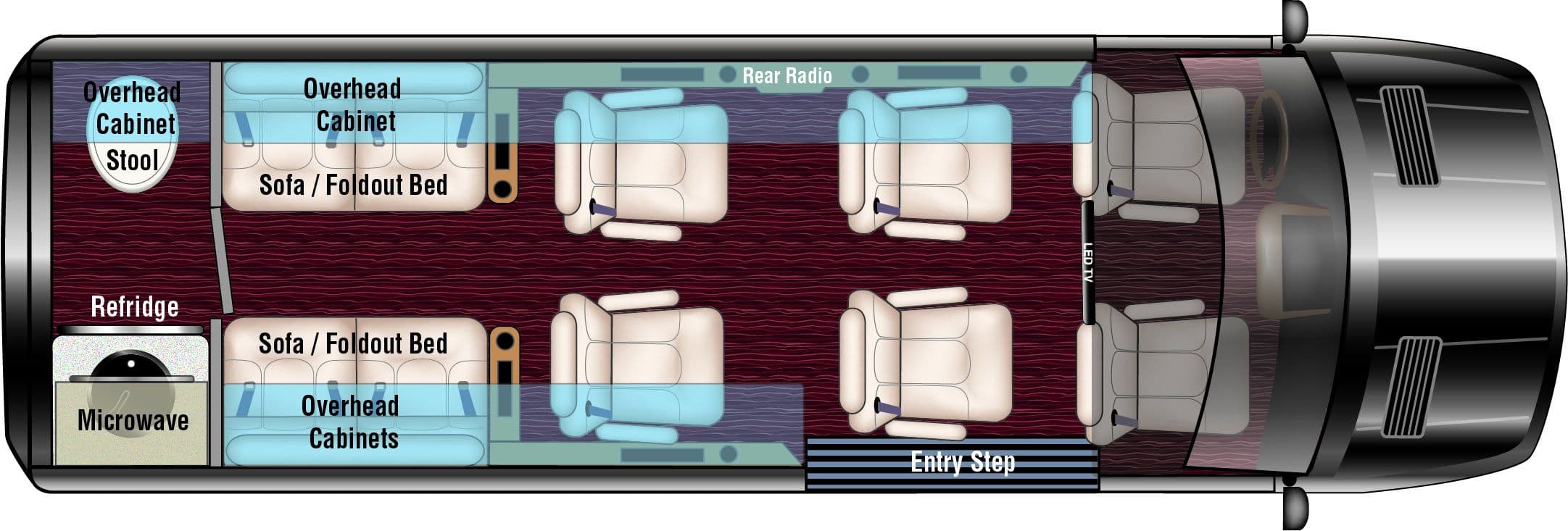 Mercedes Luxe Cruiser D6 floorplan diagram — Midwest Automotive Designs
