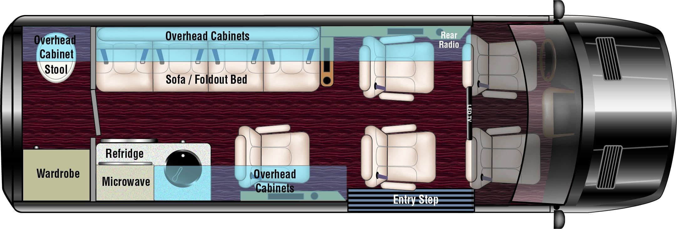 Mercedes Luxe Cruiser S5 floorplan diagram — Midwest Automotive Designs
