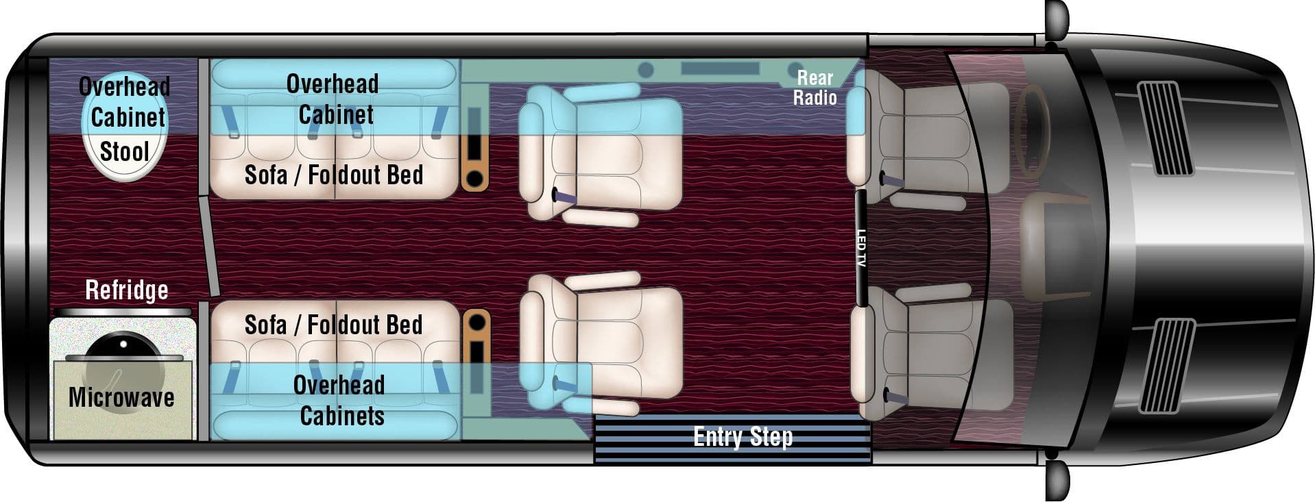 Mercedes Luxe Cruiser D4 floorplan diagram — Midwest Automotive Designs