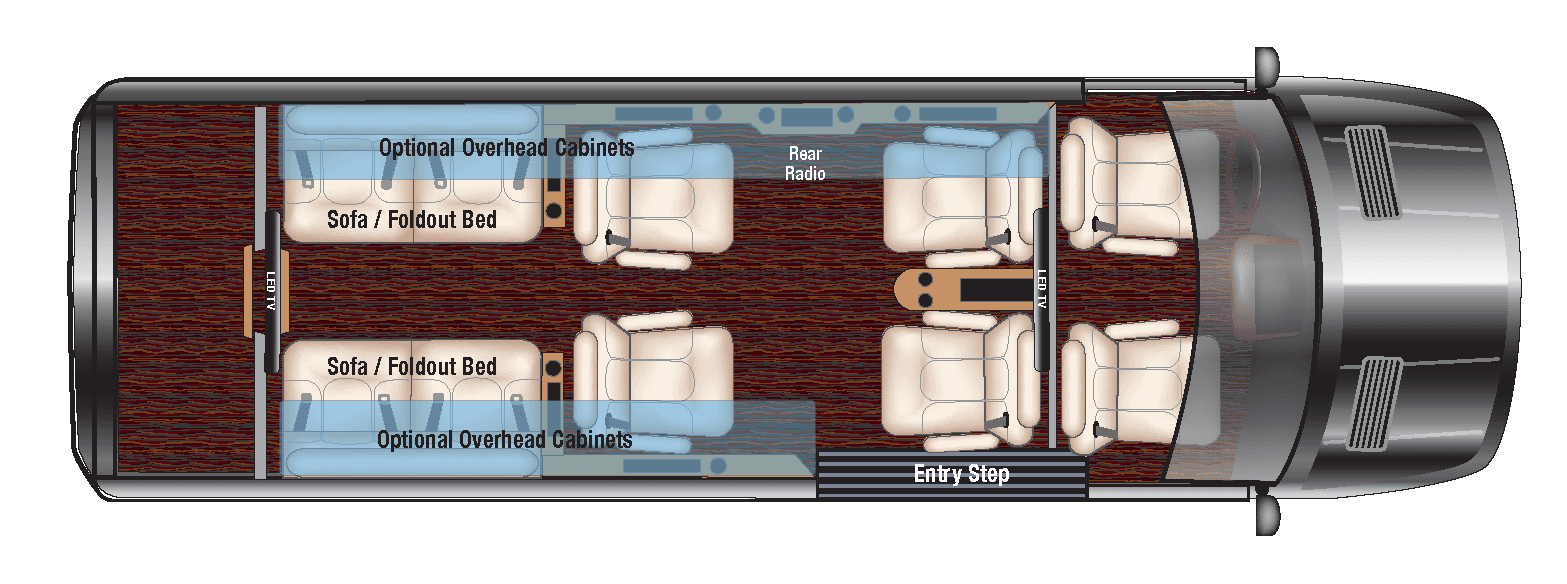 Mercedes Business Class Dual Bench floorplan diagram — Midwest Automotive Designs