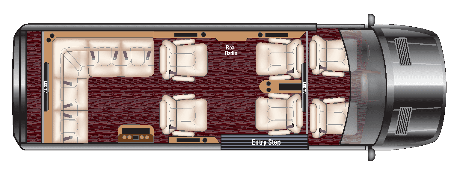 Mercedes Business Class J Club floorplan diagram — Midwest Automotive Designs