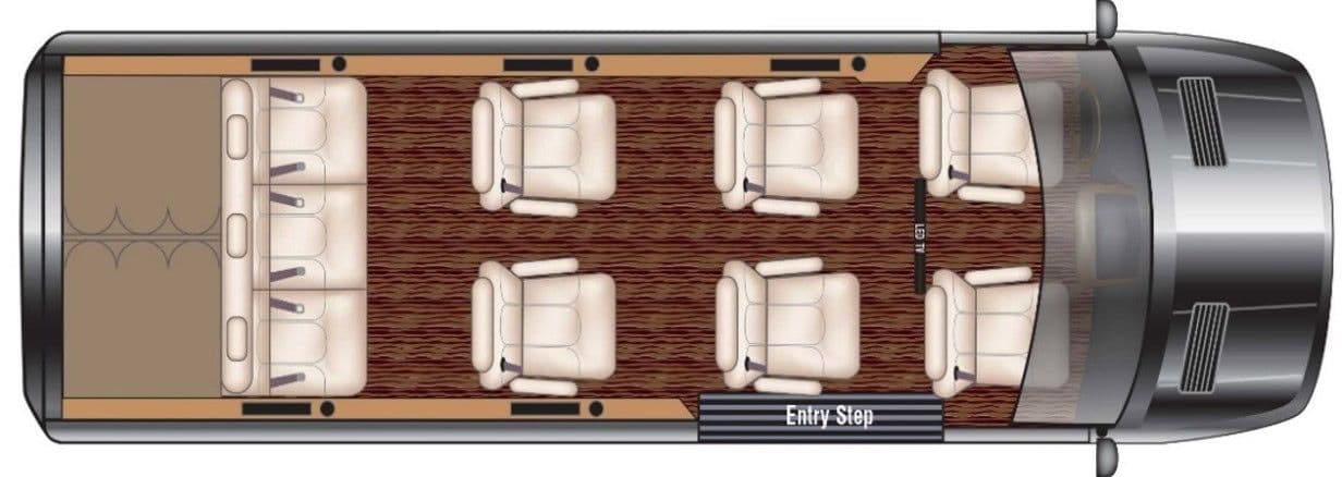 Mercedes Athletic Sprinter 9 Passenger EXT floorplan diagram — Midwest Automotive Designs
